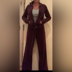 Brown velour hooded sweat suit